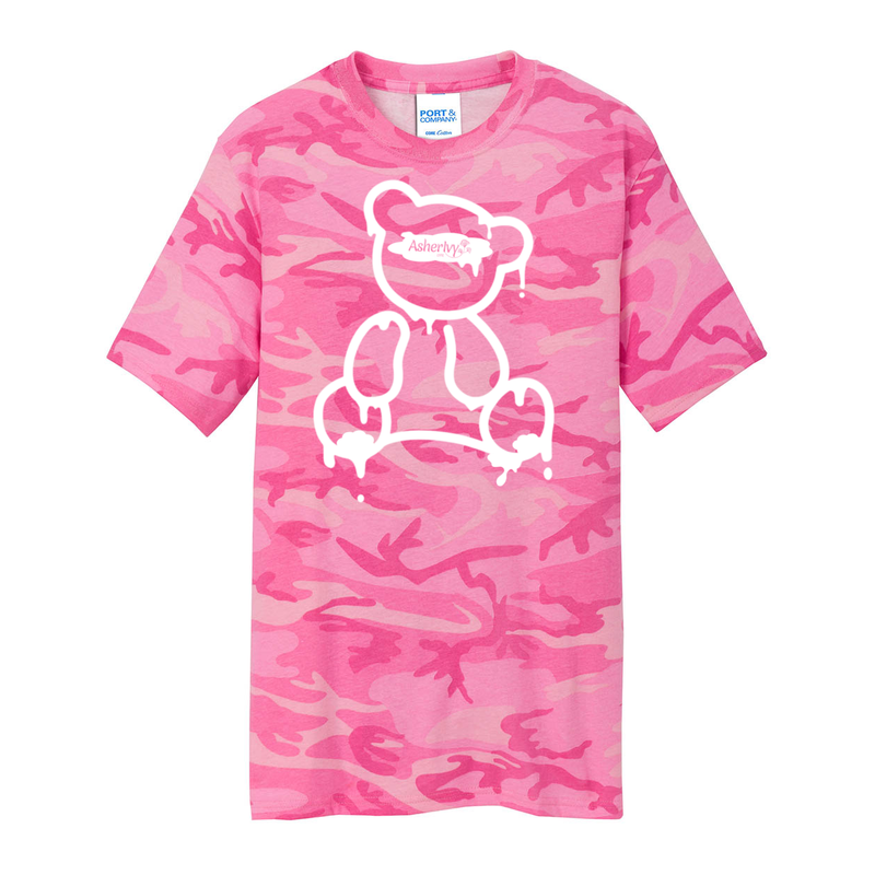 WHITE ASHER IVY LYFE TEDDY BEAR  PINK CAMO T-SHIRTS