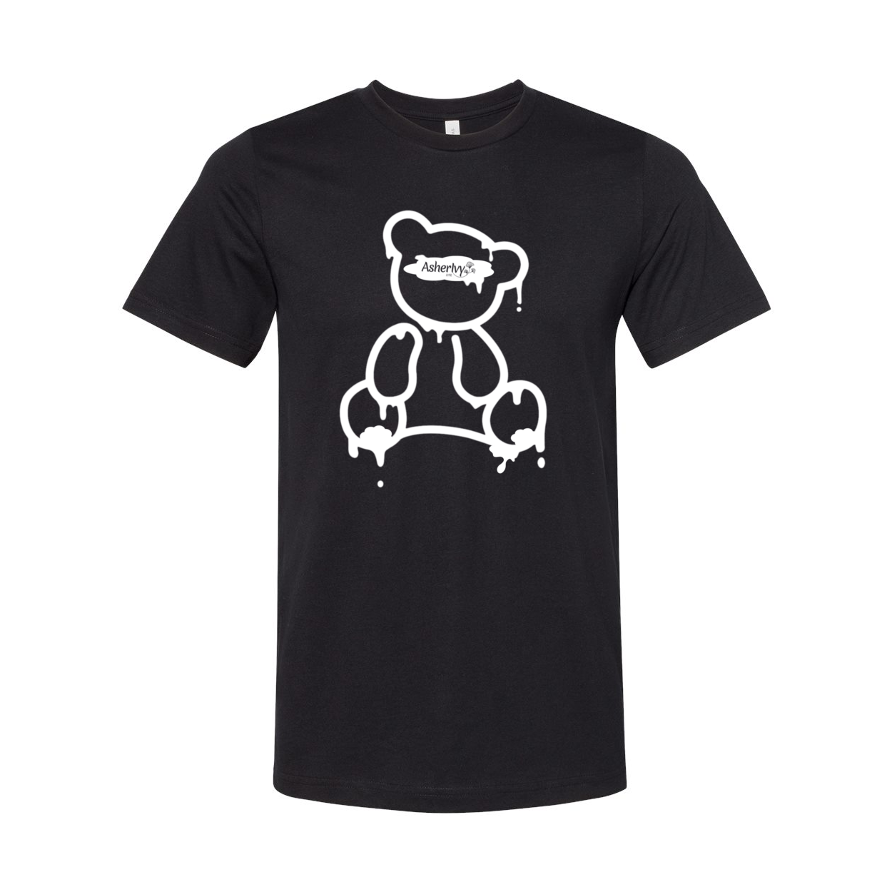 White Asher Ivy Lyfe Teddy Bear Black T-Shirts