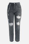 Distressed Chain Clip Jeans