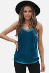 Eyelash V Neck Velvet Tank Top