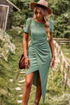 Twisted Round Neck Short Sleeve Dress