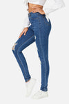 Distressed High Rise Slim Fit Jeans