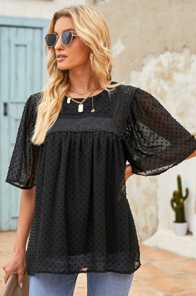 Flutter Sleeves Sheer Babydoll Top